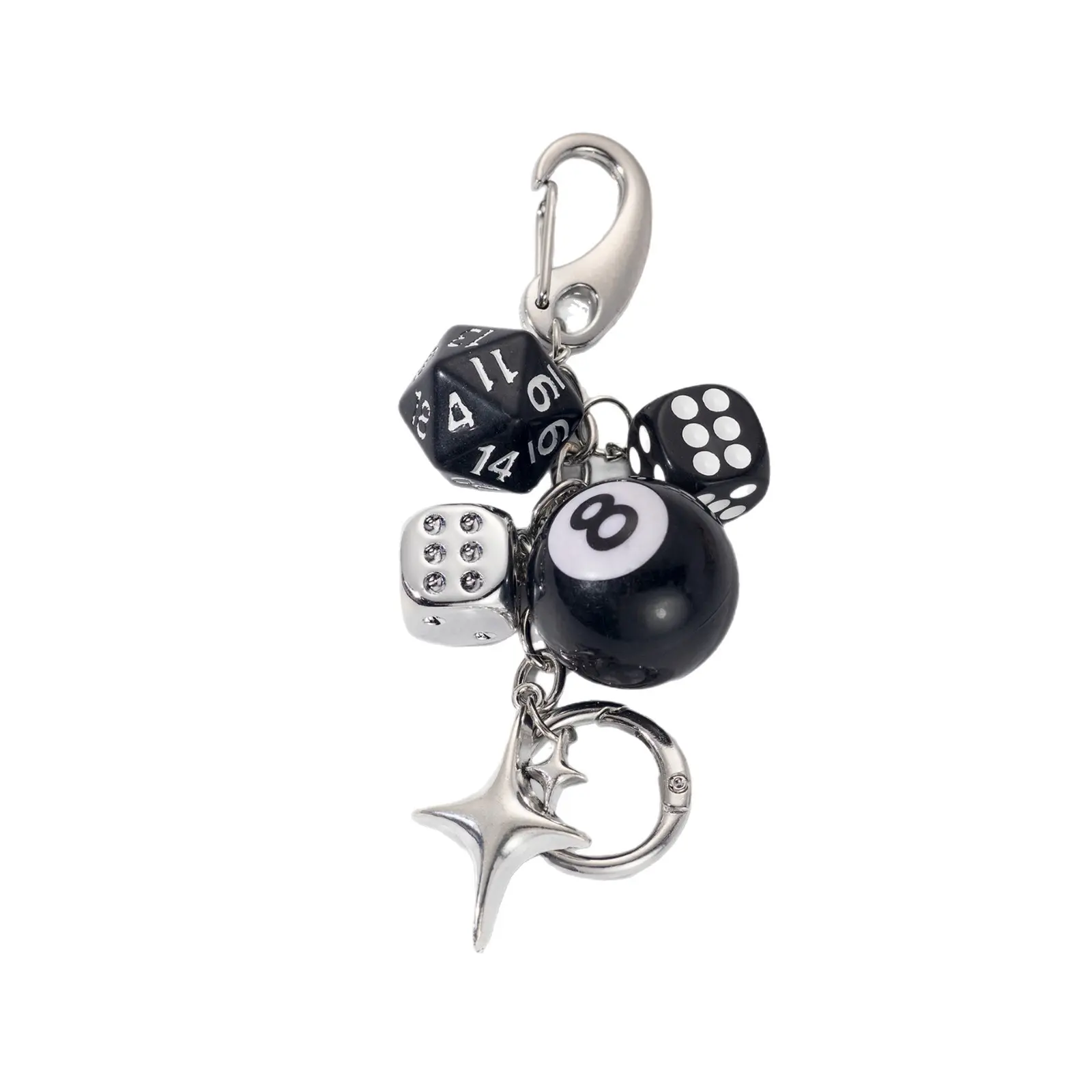1pc Y2K Handmade Destiny Keychain, 8 Ball With Cross Pendant, Unisex Subculture Bag Charm, Fashion Accessory For Keys Bags, Great For School, Travel & Alternative Street Style