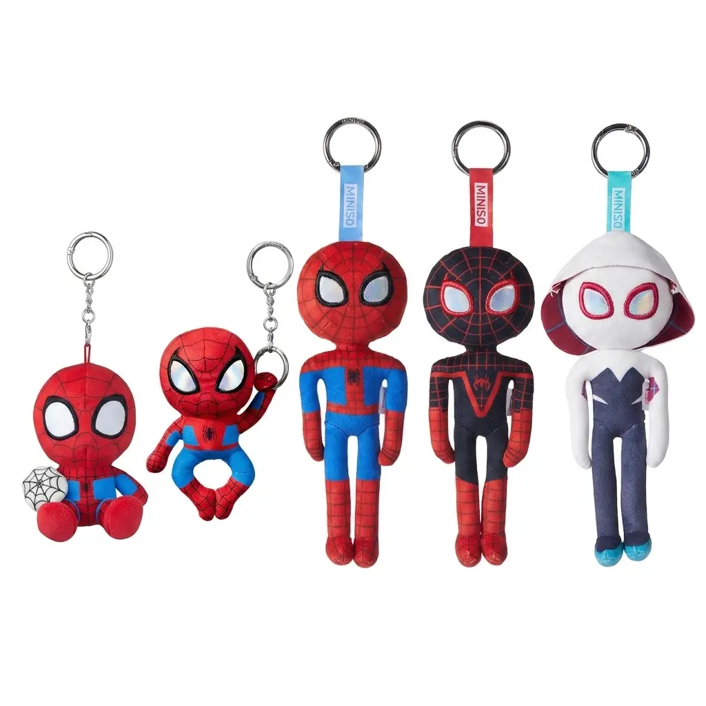 Marvel Spider-Man Plush Toy Keychain, Chibi Style Soft Plush with Web-Shooting Design, Collectible Backpack Charm, Gift for Kids & Adults, Plush Toy Keychains