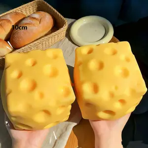 Jumbo Cheese Cube Stress Ball, Large Shapeable Soft Squeeze Toy, Non-Bounce Slow Rebound ASMR Sensory Fidget Toy, Perfect Anti-Stress Gift for Christmas butter taba squishy cheese squishy cube