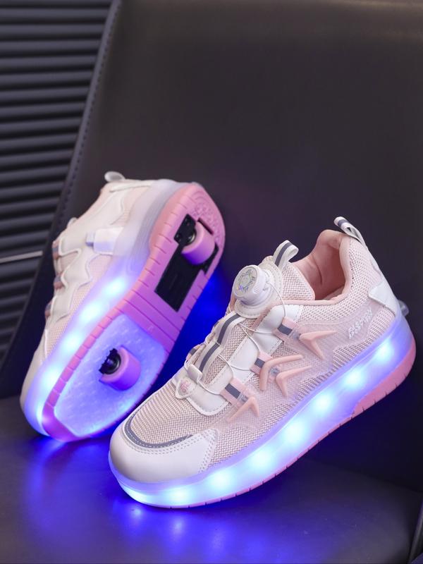 USB Charging LED Colorful Glowing Shoes, Night Light Roller Skates, Parent-Child Mesh Kids Shoes, Sports Sneakers, Fashionable Skate Shoes