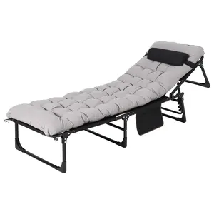 Portable Camping Cot for Adults, Folding Sleeping Cot with Removable Thick Mattress & Carry Bag, Double Layer Oxford Camping Bed