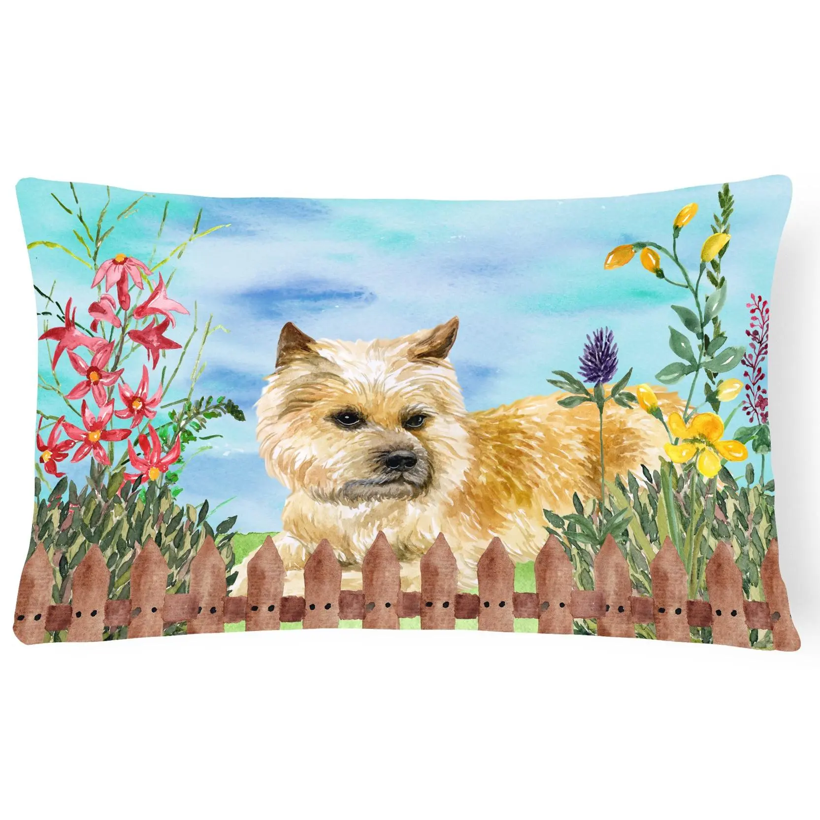 Cairn Terrier Spring Decorative Throw Pillow - 12x16in Water-Resistant 100% Polyester Fabric Cover with Insert, Meticulous Weave, Colorfast Dyes, Durable, Superior Local Craftsmanship for Sofa, Patio