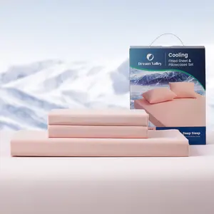 【Memorial Day Deals】Dream Valley Summer Cooling Fitted Sheet Set & Pillowcases - Soft Microfiber, Deep Sleep, OEKO-TEX Certified, Twin/Queen/King Size