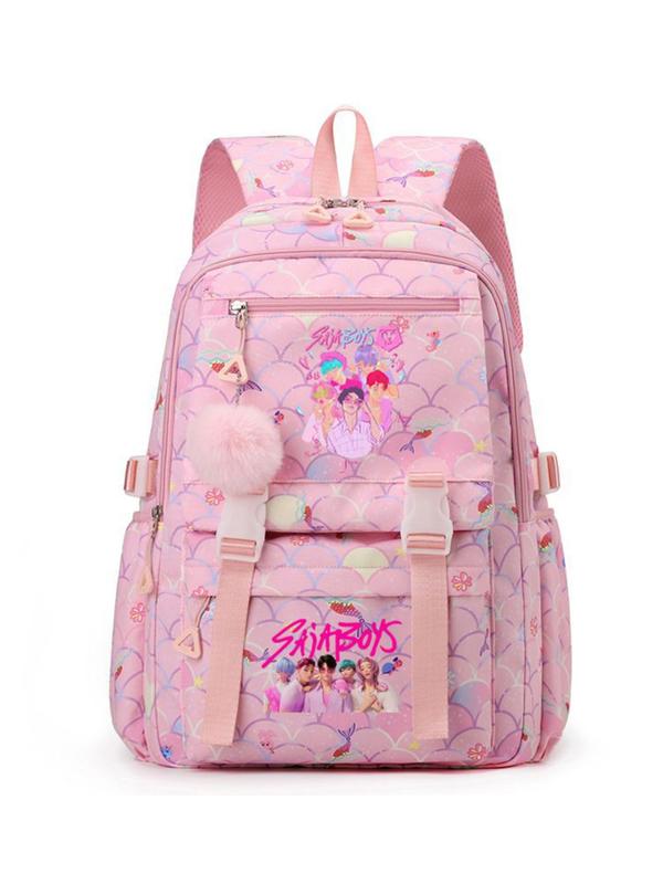 New K-Pop Demon Hunters Print Student Backpack, Fashion Casual Versatile Campus Style, Large Capacity Dual Shoulder Bag for Students, Cute Backpack