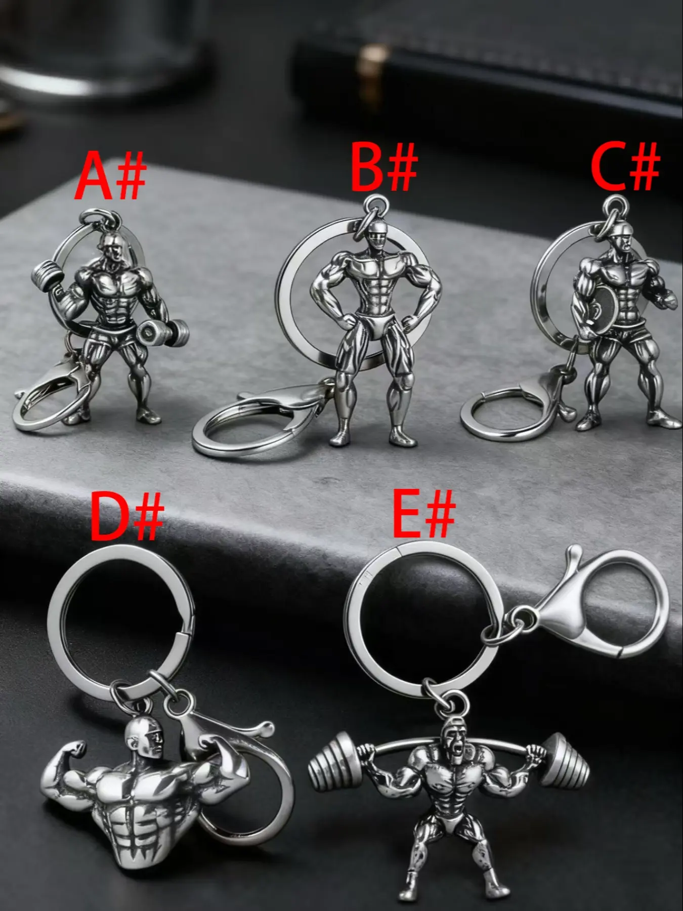 Alloy Weightlifting Dumbbell Stylish Keychain, Zinc Alloy Keychain, Metal Keychains, Muscle Fitness Design, Motivational Gift for Men & Women, Ideal for Sports, Weight Loss, Gym Gifts