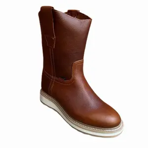 Pull On Leather Work Boots Oil Resistant Light Weight/ Heavy Duty Sole/ Bota de Trabajo  EST.J26