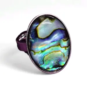Iridescent Abalone Shell Ring Size 7 – Handcrafted Artisan Statement Jewelry