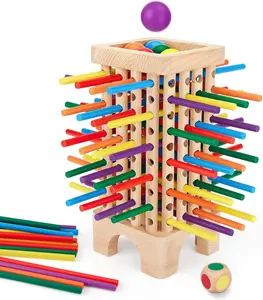 Montessori Game Wooden Board Game, 42 Colorful Wooden Sticks Dice Game Math Educational Toys for 3 4 5 6 Years Old, Fine Motor Skills Toys & Counting Toy Family Game Travel Toys Gifts for Kids