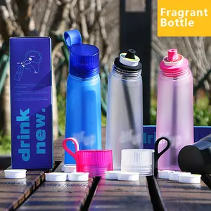 Flavored Straw Cap water  bottle  bike Fun Aroma Cup Fruit Scented Water Bottle with Built-in Silicone Aroma Ring Eco-friendly Tritan Material for Students Sports Kettle 15 Vibrant Flavors