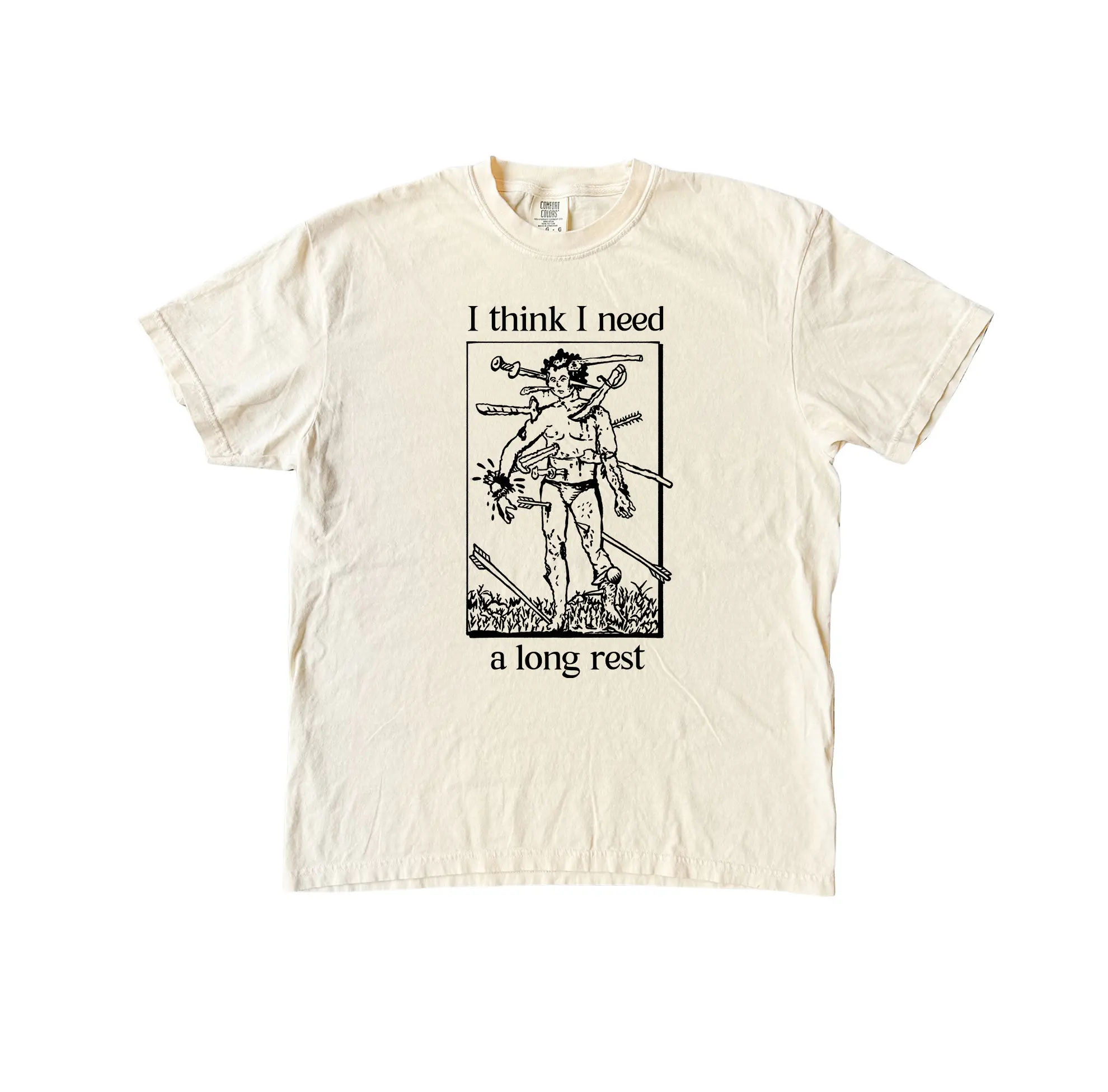 Funny I Need a Long Rest Comfort Colors Shirt - Funny DND Dungeons and Dragons Tshirt, Meme Medieval Graphic Tee