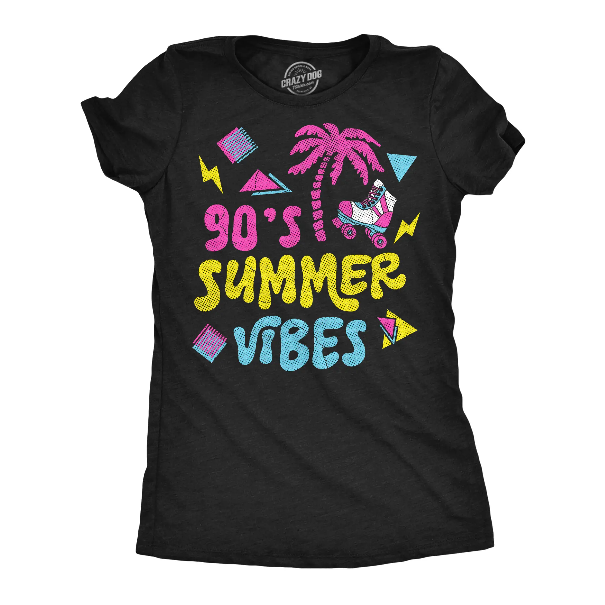 Womens Funny T Shirts 90s Summer Vibes Retro Tee For Ladies Funny Womens T Shirts Cute Vintage Fashion Casual Ladies T-Shirt Gift Funny Vintage Top Women's Novelty Tees Black -