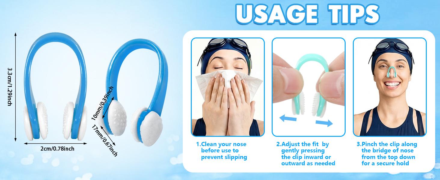 15Pcs Swimming Nose Clips, Nose Plugs for Swimming with Waterproof Silica Gel for Kids (Age 7+) and Adults, Bright Colors