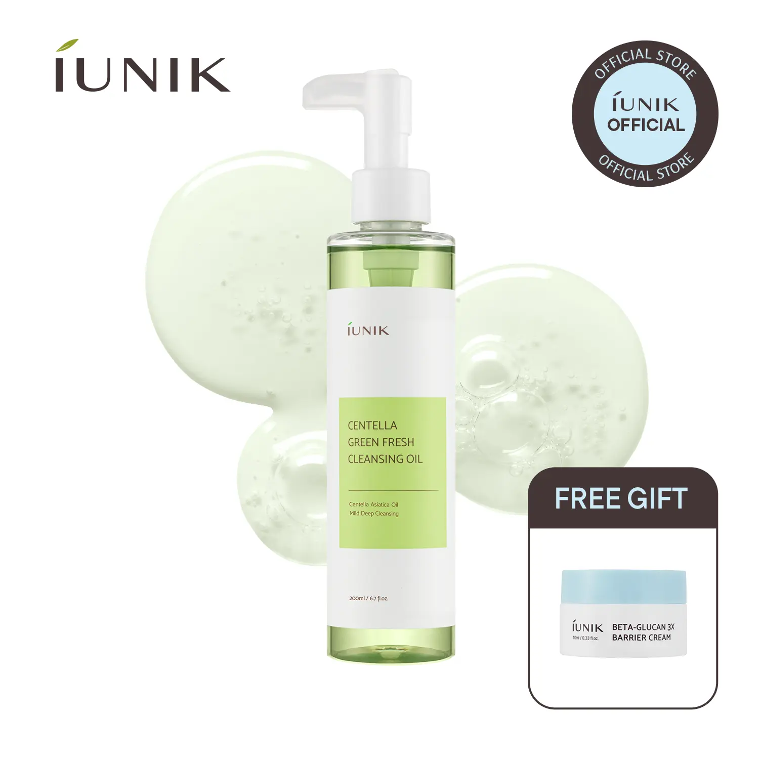 [IUNIK Official] Centella Green Fresh Cleansing Oil | Gentle Daily Cleansing & Soothing for All Skin Types | 200ml / 6.7 fl oz