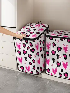 Heart Printed Thick Quilt Storage Bag, Cute and Practical Kids Bedding Organizer, Durable Material, Easy Carry Handle, Home Use, Valentine's Day Gift