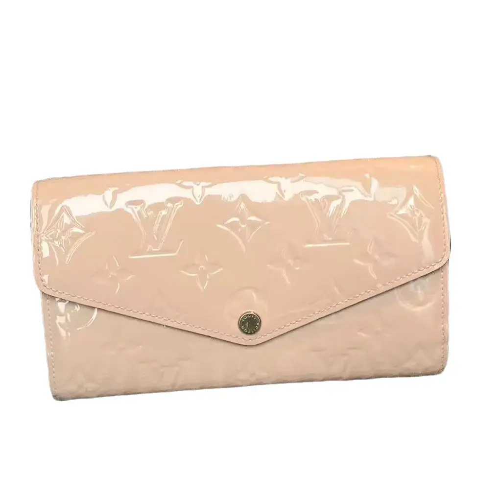 Pre-owned Louis Vuitton patent leather Small Leather Goods Sarah Wallet Vernis Rose Ballerine Z 1186