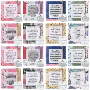 16 Pack Prayer Quilt with Cross Inside Pocket Mini Vintage Scripture Squares Inspirational Christian Prayer Quilt Gift for Women Mother Clergy Pastor Grandparent Mother's Day (Vintage)