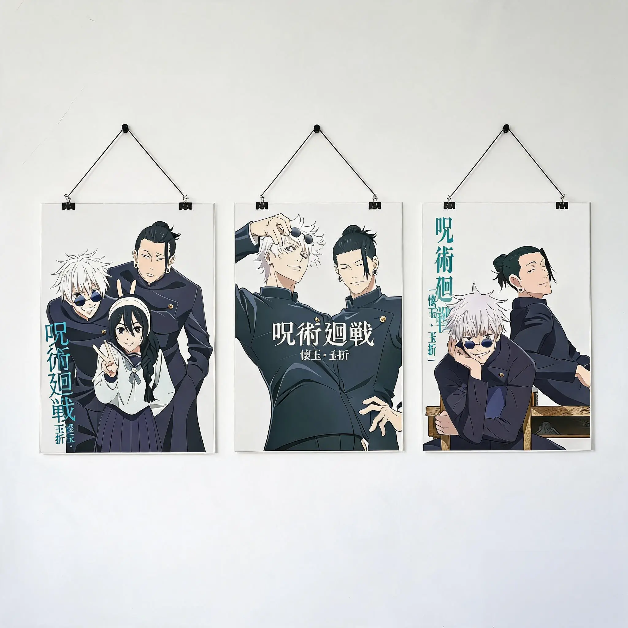 No-Frame Jujutsu Kaisen Hidden Inventory Arc Artwork Prints - Lightweight, Featuring Young Gojo, Geto & Riko, High-Quality Home Decor for Anime Rooms, Tape-Included Hanging Option, Ideal Gift for JJK Fans