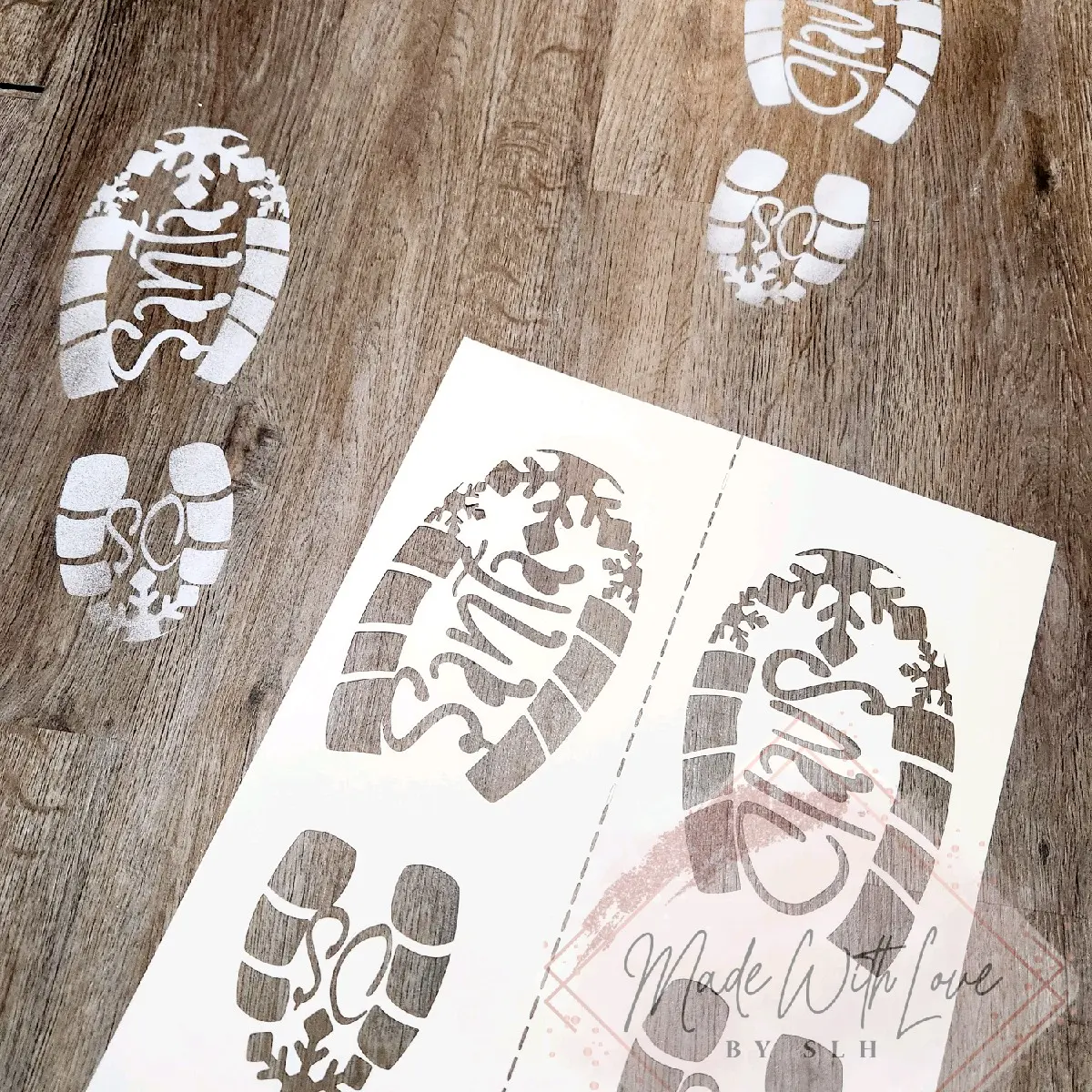 santa boot print stencil Decoration
