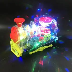 Electric Train Toy with Music & Lighting, Automatic Turning Train Toy, Birthday Gift, Gear Parts Colors are Random
