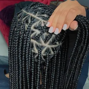 26“ Synthetic Triangle Braided Wig Full Lace Braided Wig for Black Women Knotless Box Braids Cornrow Braid Wig Full Lace Wig Protective Hairstyle