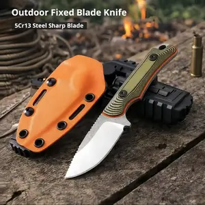 15017Portable Small Full Tang Fixed Blade Knife G10 Handles Durable Outdoor Knives Camping Multifunctional Tools Great Men's Gifts,Kitchen knives