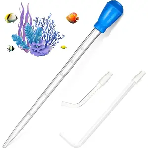 50ml Manual Acrylic Pipette Suction Dropper with 2PCS Extension Pipes Fish Tank Cleaning Waste Clean Tool Water Changer Waste Remover for Aquarium