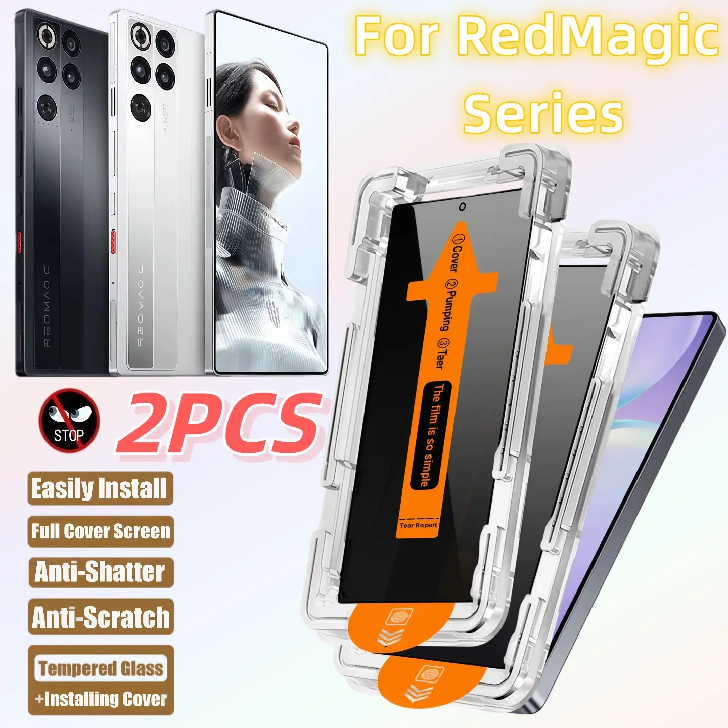 2-Pack Tempered Glass Privacy Screen Protector for Zte Nubia Redmagic Series, Anti-Spy, Ultra-Clear, Easy Install, Scratch-Resistant