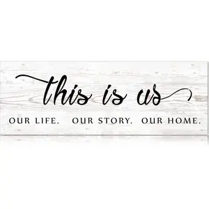 This Is Us Wall Sign Wooden Family Wall Plaques Inspiration Sign Farmhouse Entryway Rustic Plaques Art with Quotes for Living Room Bedroom Christmas Decorations(Antique White)