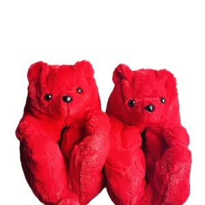 Furry Bear Slide Sandals, Cute Animal Footwear