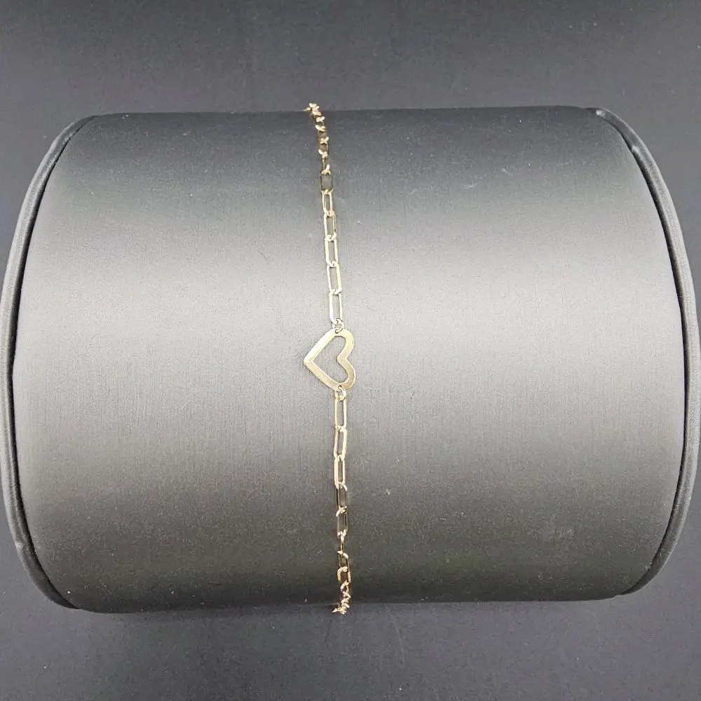 14k Gold Heart Design Bracelet, Size 7, for Everyday Wear