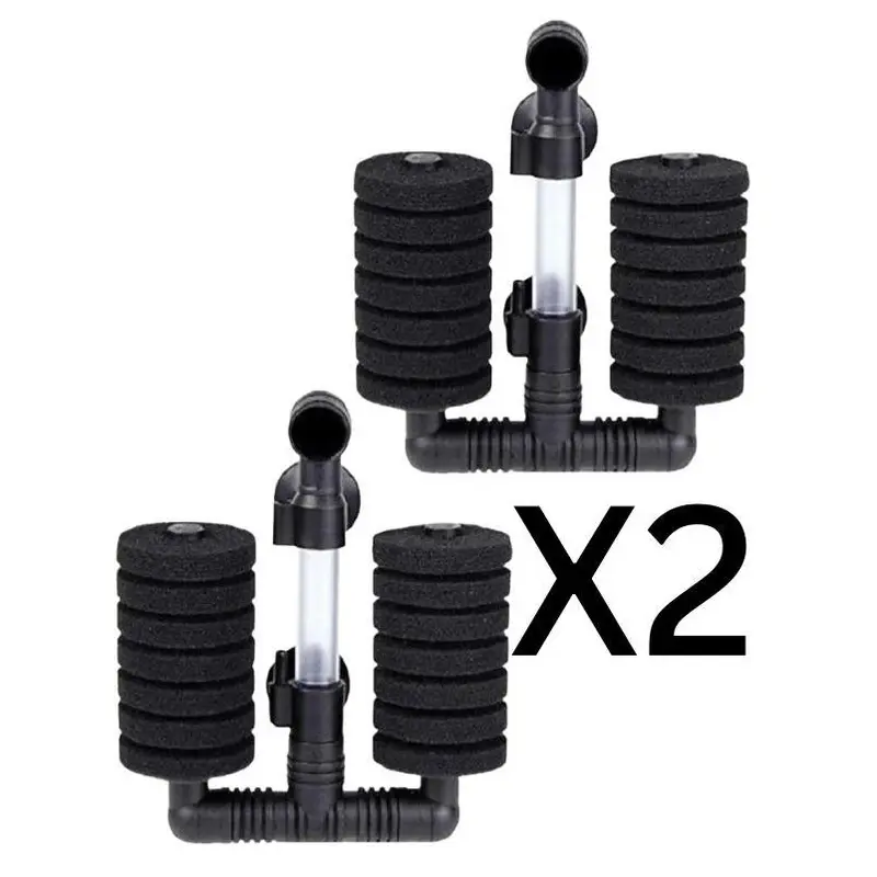 Aqua Dream 2-Pack Dual Head Bio-Sponge Fish Tank Filter Set - Aquarium Pump & Accessory Kit, Breeding-Safe, Fits Up to 10-Gal Small Tanks, Filter Kit, Aquarium Supplies
