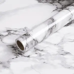Marble Contact Paper Black White Grey Wallpaper Peel and Stick Glossy Marble Self Adhesive Contact Paper for Countertop Kitchen Cabinets Bathroom