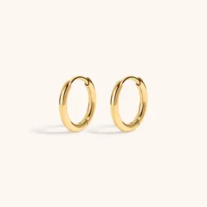 Classic Huggie Hoops in Titanium