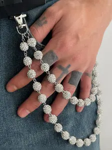 1pc High-End Water Drill Pants Chain, Hip Hop Unique Rhinestone Ball Pants Chain, Punk Denim Jeans Chain, Suitable for Daily Wear, Bling Chain, Accessories