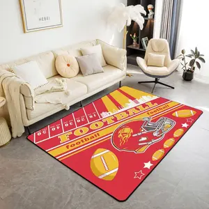 Football Living Room Rugs for Bedroom Area Rug Boys Girls Rugby Sports Decor Carpet Football City Indoor Floor Mat Red Yellow