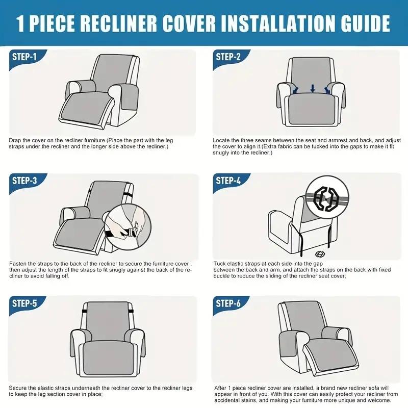 Waterproof Recliner Cover, Non-slip Chair Cover, Furniture Protector, Washable Slipcover with Pockets, Elastic Leash for Pets # TikTokShopBlackFriday