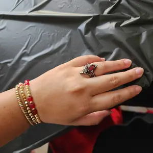 Marquise Amber Ring Stack Set - Gothic Gunmetal