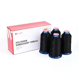 4000m* 4 pack Black402 108D/2 40wt Richword Polyester Embroidery Thread / Sewing Thread