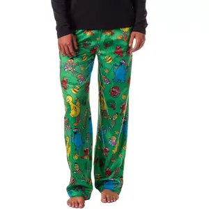 Intimo Sesame Street Women's Christmas Elmo Cookie Monster Sleep Pajama Pants (Medium) Green