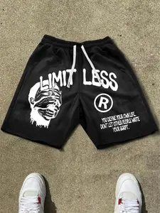 Men's Trendy Letter Print Shorts, Casual Gym Shorts for Summer Style, Comfortable Lightweight Fit, Fashionable Brand Design Streetwear Sports Shorts, Lightweight Workout Shorts