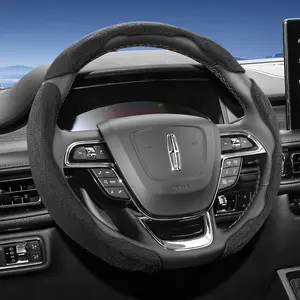 For LINCOLN Alcantara Suede Steering Wheel Cover New Sporty Design Segmented Non-slip Quick install Ultra-thin Suitable For Nautilus/Corsair/Aviator/Navigator Black Brown Mocha brown Orange Red Green