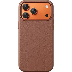 JETech Leather Case for iPhone 17 Pro, Compatible with MagSafe, Anti-Slip Grip Phone Cover with Built-in Camera Control Button, Soft Microfiber Lining, 6.3-Inch Display (Deep Brown)
