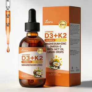 【Brand Day】VivoNu D3+K2 Liquid Drops Magnesium + Zinc Omega-3 with MCT Oil 4-in-1 Dietary Supplement for Daily Bone and Immune Health Support One Bottle Lasts 30 Days