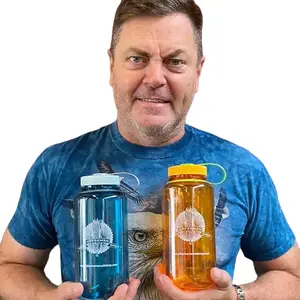 OWS Drinkin Jar - BPA Free American Made Holds 32oz - Clementine & New Blue Nalgene Bottle