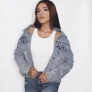 Pearl embroidered denim jacket