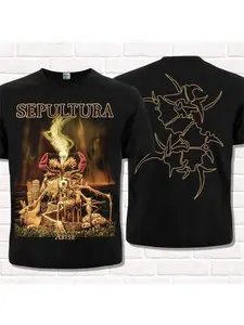 Men's Summer Round-neck Short-sleeved T-shirt Sepultura 1991 Flogging Metal Death Metal Slot Top