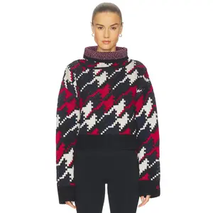 Perfect Moment Turtle Neck Herringbone Sweater in Scratch Houndstooth Print