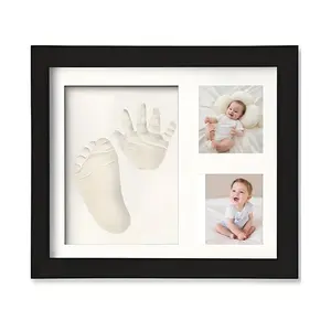 Handprint & Footprint Frame, DIY Baby Footprint Imprint Kit, Newborn Baby Souvenir Photo Frame, Hand Molding Kit, Home Decor for Living Room Bedroom