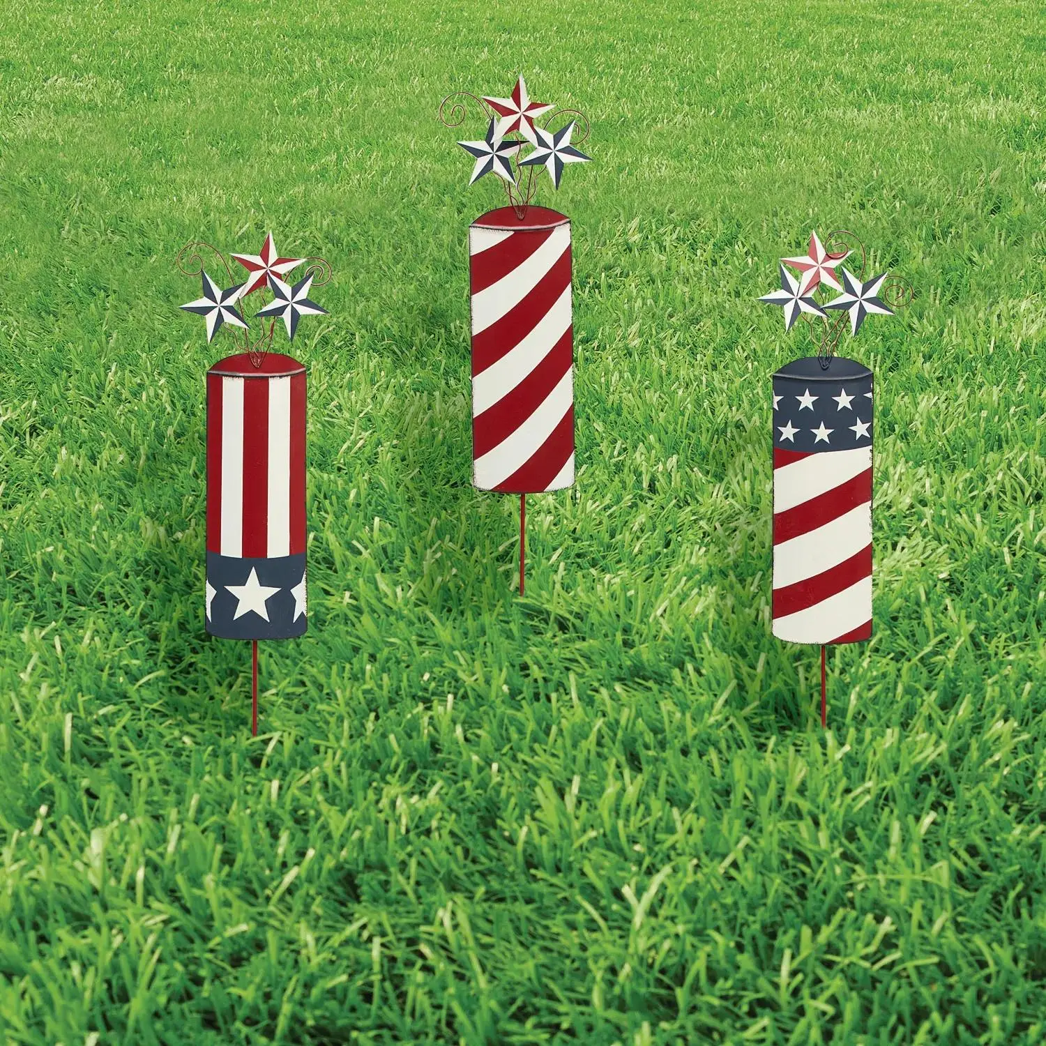 7" x 34" Patriotic Metal Yard Signs - 3 Pc.