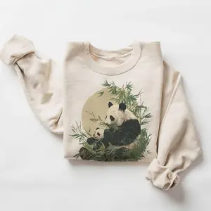 Vintage Giant Panda & Baby Bamboo Forest Sweatshirt - 90s Cute Mammals Mountains Outfit - Boho Unisex